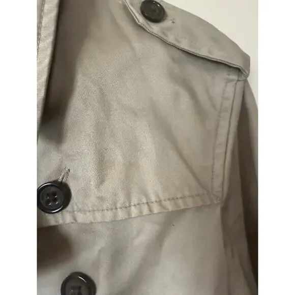 BANANA REPUBLIC Double-Breasted Belted Lined Trench Coat Sze S Khaki Classic EUC - Picture 7 of 15